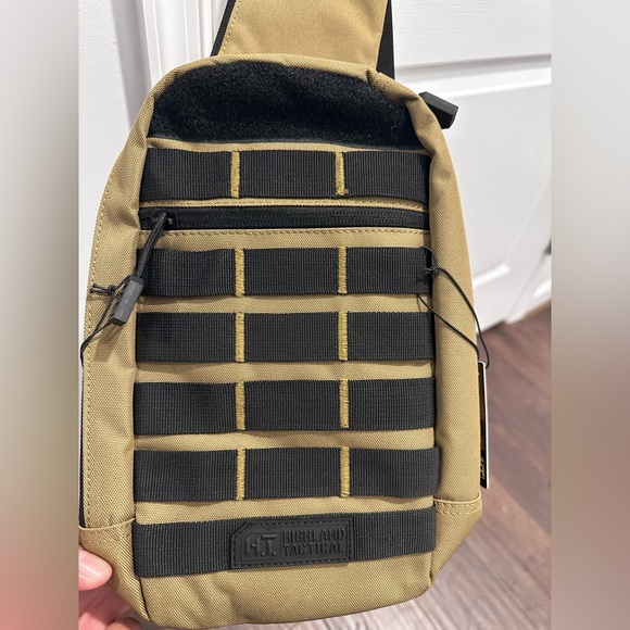 Highland Tactical EXPO Molle Webbing Crossbody Bag Adjustable Sling Bag - Tan - Picture 14 of 14